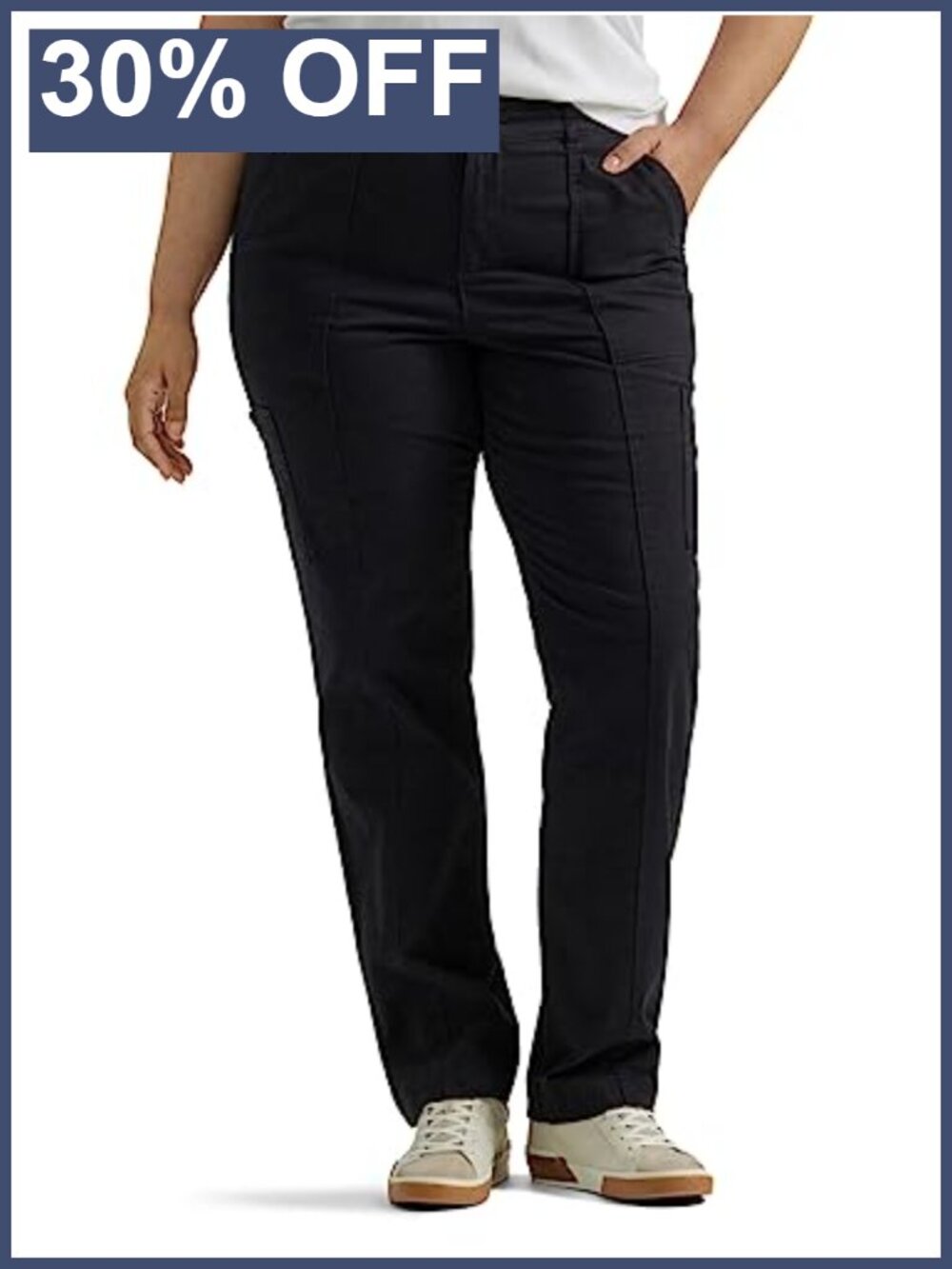 Plus Size Utility Pants Loose Fit Straight Leg Stretch Woven Casual